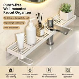 10 Kệ quầy phòng tắm, Kệ đựng bồn rửa bằng nhựa 50cm, Bền bỉ Không cần khoan Tiết kiệm không gian Dụng cụ sắp xếp 10 2