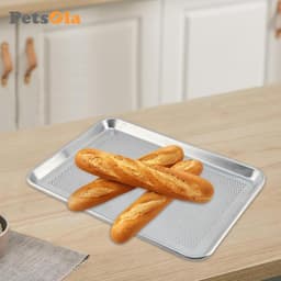 PETSOLA Thương Mại Nhôm Pizza Chảo Đục Lỗ Tấm Nướng Bánh Chống Dính Hình Chữ Nhật Khay Bánh Mì Lò Nướng Bộ Dụng Cụ Nướng Bánh 7