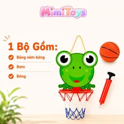 Bóng Rổ Mini MimiToys Cho Trẻ Em - Bảng Rổ Ếch Xanh, Hổ Vàng Dễ Thương Kèm Bóng Bơm 7