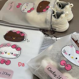 Bộ 10 Túi Đựng Giày Dép Gia Đình, Du Lịch Hình Hello Kitty, Chống Bụi, Gọn Gàng, Tiện Lợi Khi Sử Dụng 5
