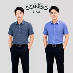 Áo Nam Áo sơ mi nam LINEN XÔ tay ngắn trung niên combo nhiều màu mã 001 chất cotton 8