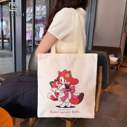 Túi Vải Canvas Đeo Vai Tote ZAMANI B0074 In Hình Hoạt Hình Dễ Thương Đi Học Đi Chơi Phong Cách Hàn Quốc 3