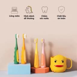 Set 2 Bàn Chải Đánh Răng Hình Khủng Long Con Cho Bé 2-12 Tuổi Lông Siêu Mềm Hình Hoạt Hình Dễ Thương 4