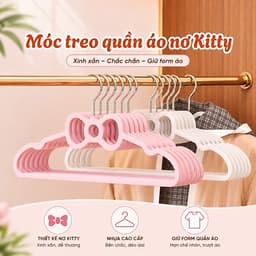 Combo Móc Treo Quần Áo Hình Nơ Kitty, Có Rãnh Chống Trượt, Mắc Váy 2 Dây Chất Nhựa PP Dẻo Dai 1