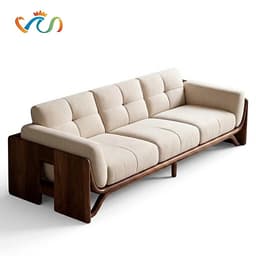 Ghế sofa gỗ tự nhiên đệm nỉ, da VUADECOR VS127 1