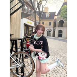Áo thun Marie Cute Cat 2081 HY KORE Vải Cotton 100 Nguyên Chất Phom Rộng Tay Lỡ Cá Tính. 4