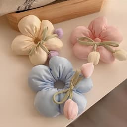 BEAN - Dây buộc tóc phao Hoa phong cách Hàn Quốc thiết kế đáng yêu 3