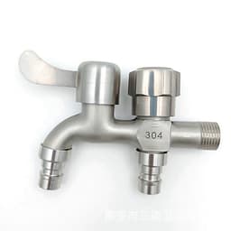 Vòi nước inox 304 chia 2 đầu ra độc lập, hoàn hảo cho máy giặt với 2 cổng xả tiện lợi. 1
