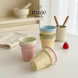 Cốc sứ hình kem dễ thương cao cấp. Ly uống nước, cốc cafe decor bàn ăn xinh xắn - Majehome 1