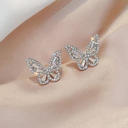 Khuyên tai đính đá phụ kiện trang sức phong cách hàn quốc nhẹ nhàng cho nữ 3