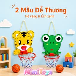 Bóng Rổ Mini MimiToys Cho Trẻ Em - Bảng Rổ Ếch Xanh, Hổ Vàng Dễ Thương Kèm Bóng Bơm 5