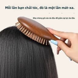 Lược đệm hơi gỗ đàn hương – [Chải mượt & massage da đầu & Thả rụng tóc] , thông kinh lạc, tiện mang theo 2