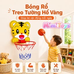 Bóng Rổ Mini MimiToys Cho Trẻ Em - Bảng Rổ Ếch Xanh, Hổ Vàng Dễ Thương Kèm Bóng Bơm 3