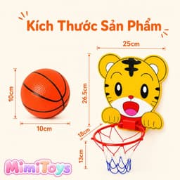 Bóng Rổ Mini MimiToys Cho Trẻ Em - Bảng Rổ Ếch Xanh, Hổ Vàng Dễ Thương Kèm Bóng Bơm 8