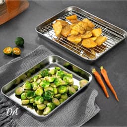Bộ Khay Kèm Vỉ Lưới Lọc Dầu Chất Liệu Inox 304 Cao Cấp 20cmVỉ Khay Ráo Dầu Đồ Chiên Nhà Bếp, Giúp Đồ Ăn Không Còn Dầu Mỡ 4