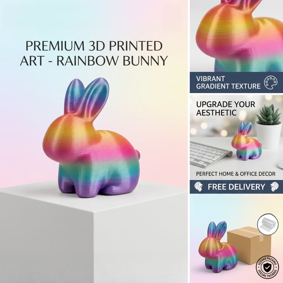 In 3D Bunny Để Bàn Trang Trí Sáng Tạo Máy Tính Đồng Hành Tinh Tế Để Bàn Trang Trí Lưu Niệm
