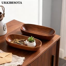 Khay hình thuyền URKIBESOTA, Bát phục vụ hình thuyền thủ công bền bỉ, Hộp đựng thực phẩm phong cách Nhật Bản hình chữ nhật trang trí Đồ dùng bằng gỗ 1
