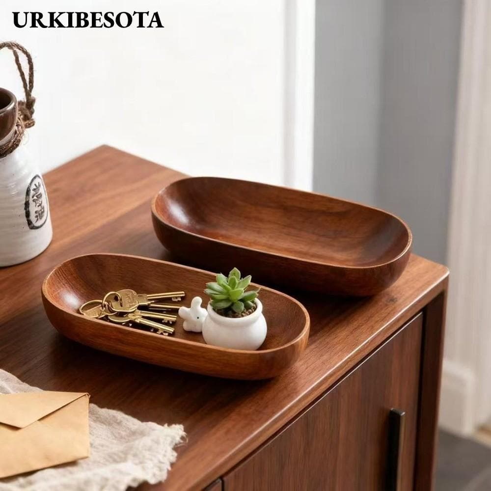 Khay hình thuyền URKIBESOTA, Bát phục vụ hình thuyền thủ công bền bỉ, Hộp đựng thực phẩm phong cách Nhật Bản hình chữ nhật trang trí Đồ dùng bằng gỗ