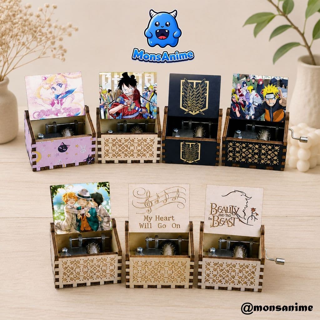 Hộp Nhạc Gỗ Mini nhiều mẫu anime Doraemon Kimetsu Conan Vùng Đất Linh Hồn Castle in the sky Howl - Music box xinh xắn