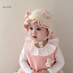 MceHKF Mũ Len Cho Bé Dễ Thương Mũ Bảo Vệ Tai Trẻ Em Mùa Đông Dày Ấm Áp Dệt Kim Cho Bé Mới 1