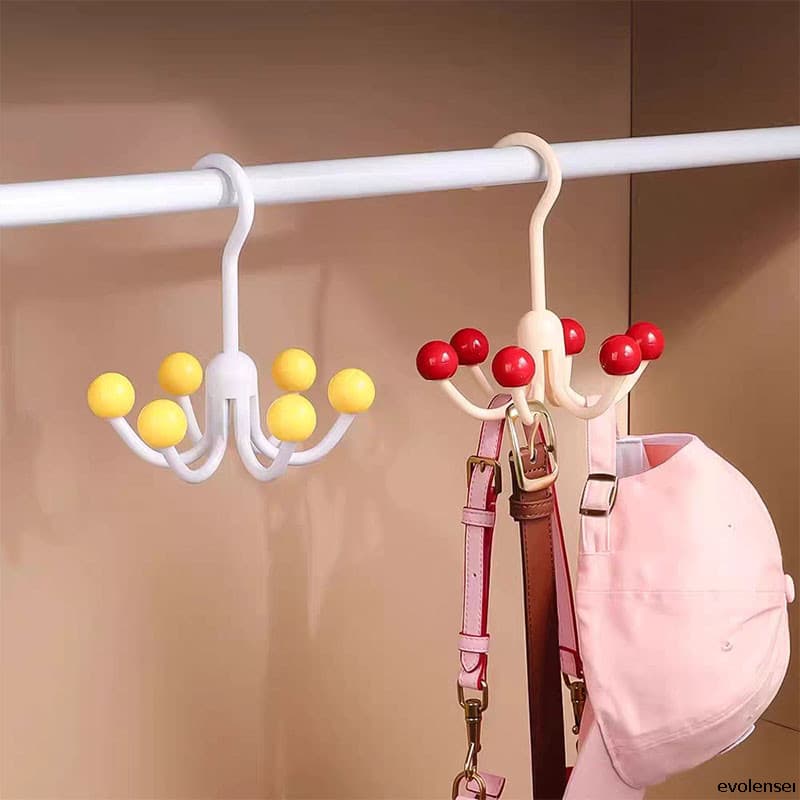 ✨✨móc treo quần áo đa năng 6 chấu xoay dùng trong gia đình, giá treo túi đựng mũ