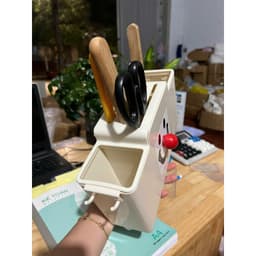 Giá treo dao, đũa, muỗng có móc treo khăn hình chú hề mặt cười dán tường, không cần khoan.  SANSAN 5