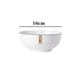 [HANA ] Bộ Bát đĩa trắng viền đen gốm sứ bát tràng cao cấp - decor trang trí bàn ăn gia đình 6
