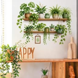 Decal chậu cây, kệ cây xanh. Decal dán tường (40cm x 70cm) trang trí phòng khách, phòng ngủ 5