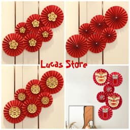 Set Quạt Trang Trí Trung Thu, Tết Cổ Truyền - Set 6 Quạt + Mặt Tết Trung Thu shop Tuấn Bạch sỉ lẻ 6