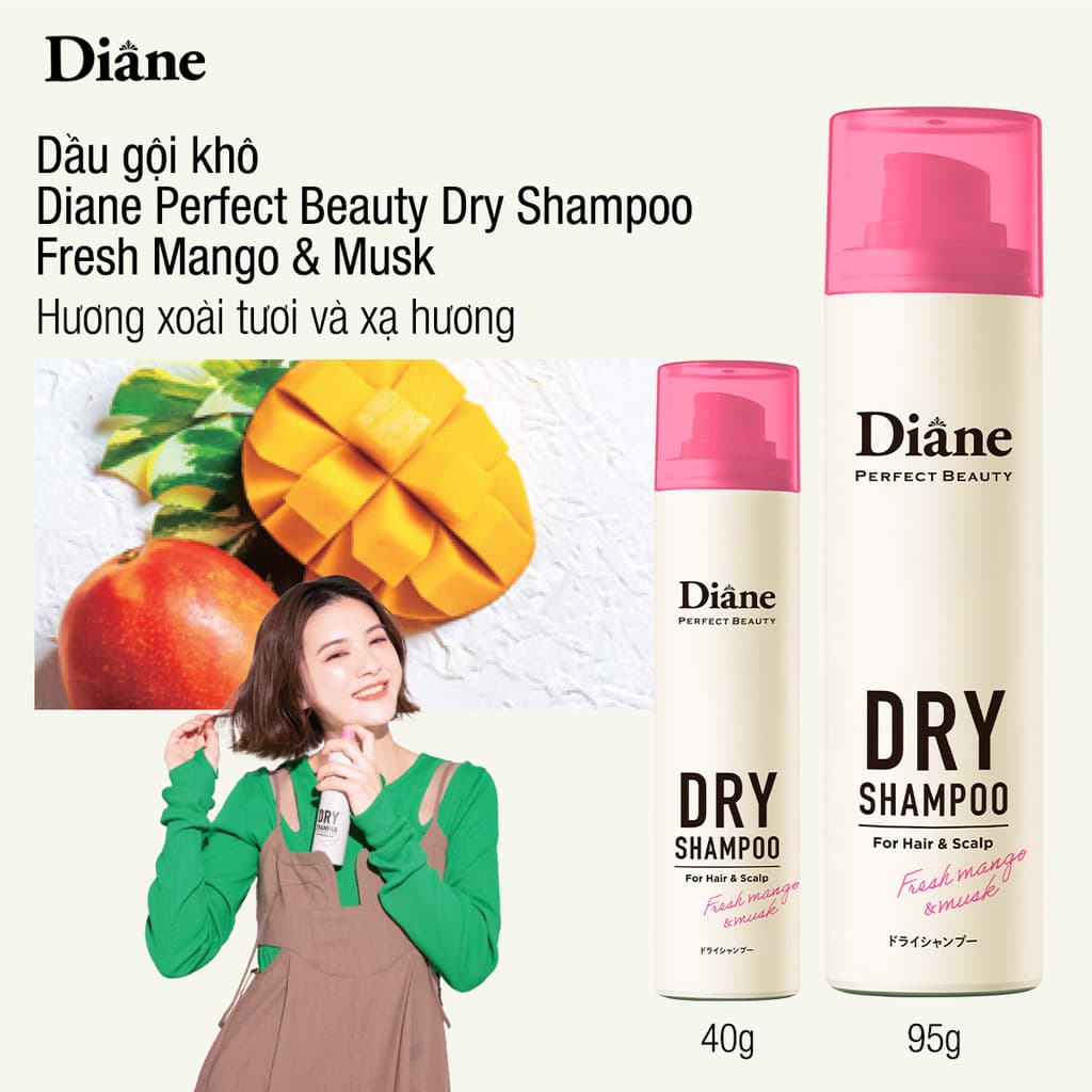 Dầu gội khô Diane Perfect Beauty Dry Shampoo Fresh Mango & Musk 40g