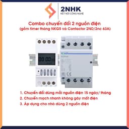 Khởi động từ 2NO/2NC 63A BOMGI và Bộ chuyển nguồn tự động luân phiên 15 ngày/ tháng Timer tháng NKG5 5