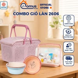 Làn Nhựa Việt Nhật 2606, Giỏ Đựng Đồ Sơ Sinh Có Nắp Mở, Dùng Đi Sinh Tiện Lợi, Thoáng Khí - TDH 1