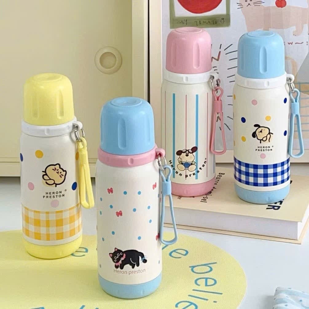 Bình Giữ Nhiệt Dễ Thương Hình Cún Siêu Đáng Yêu Kèm Nắp Làm Cốc 500ML Inox 316 Siu Đẹp