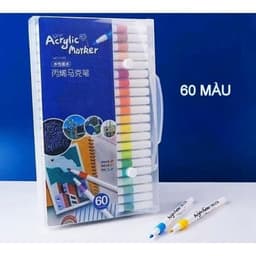 Bút màu acrylic marker 60 màu vẽ sơn chống nước bộ cọ vẽ trên mọi chất liệu bề mặt - Hộp bút màu 60 chi tiết 1