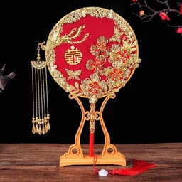 Quạt tròn cô dâu phụ kiện cầm tay chụp ảnh cổ trang đám cưới sang trọng 4