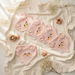 Sét 5 Yếm Tam Giác Anchee Chất Petit Có Cúc Bấm Cho Bé ( freesize 0M - 2 tuổi), nhiều màu sắc xinh xắn 2