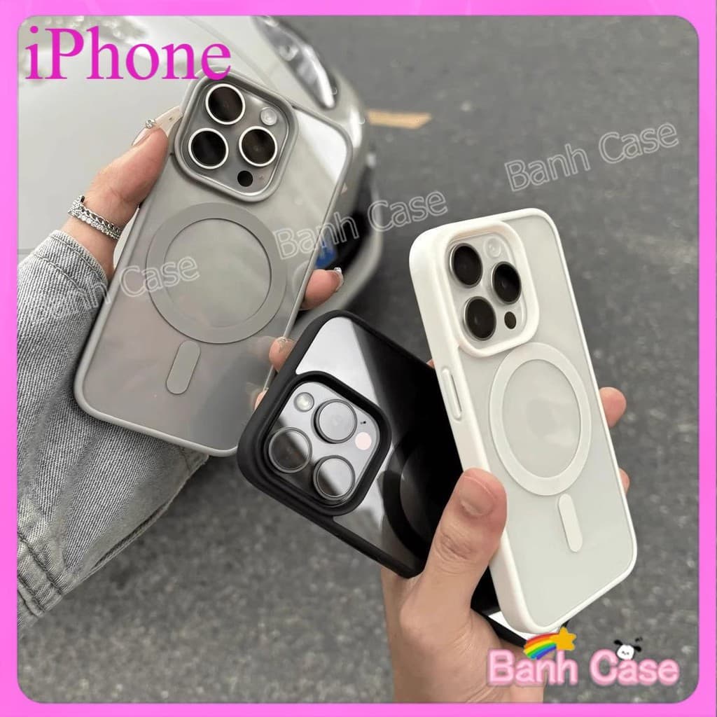 Ốp điện thoại sạc không dây từ tính hình vuông sang trọng Ốp lưng iPhone17 16 15 14 13 12 11 Pro Max 7 8 Plus XR XS Max