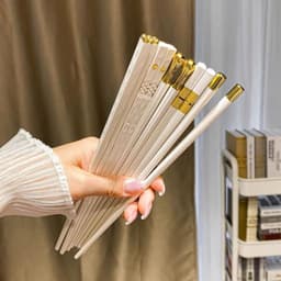 Set 10 Đôi Đũa Ăn Cơm Cao Cấp Không Han Mốc, Có Mạ bạċ Đẹp Xuất Sắc - Set Đũa Trắng Sang Trọng 7