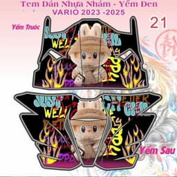 tem vario tem dán yếm đen nhựa nhám vario 125 2023 - 2025 mẫu labubu 4