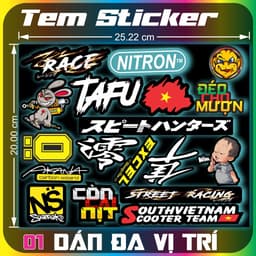 Tem Dán Sticker Logo Mini Combo Nguyên Bộ Dán Trang Trí Decal 3 Lớp PVC Cao Cấp 1