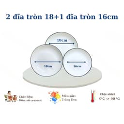 [HANA ] Bộ Bát đĩa trắng viền đen gốm sứ bát tràng cao cấp - decor trang trí bàn ăn gia đình 3