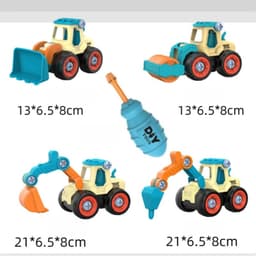 Đồ Chơi Xe Công Trình Tháo Lắp,Bộ 4 Xe Nhiều Màu Kèm Vít & Tua Vít,Phát Triển Khả Năng Thực Hành Của Trẻ 8