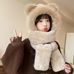 Mũ nữ thời trang kèm khăn ấm áp, chất dày mềm mịn, kiểu dáng mới tiện lợi cho mùa đông 6