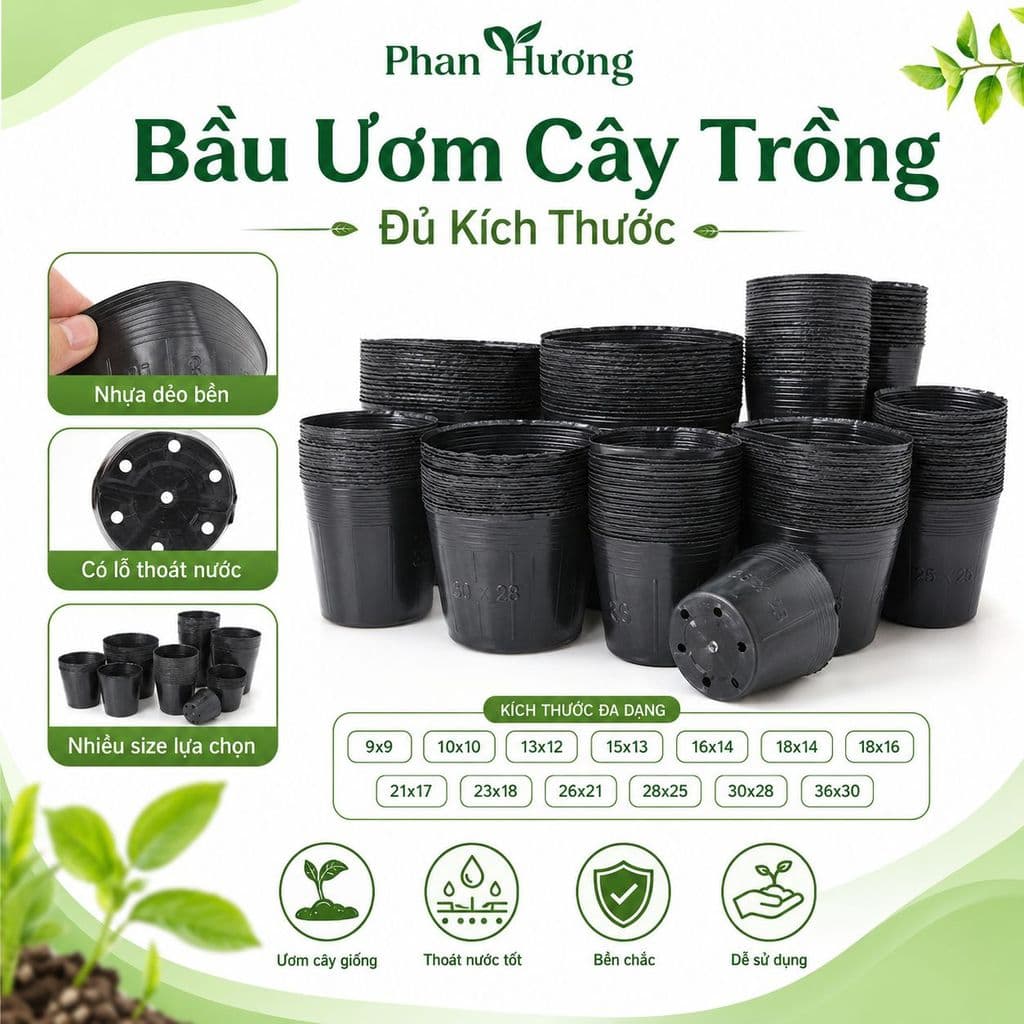 Bầu ươm cây trồng đủ kích thước