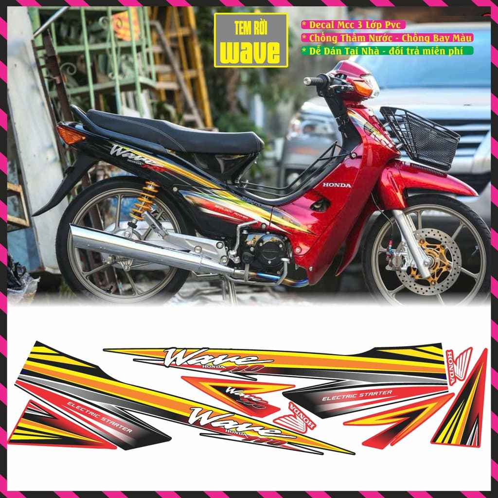 Tem Xe Wave Nhỏ Tem Rời Xe Wave Đẹp Decal Mc Cao Cấp