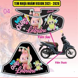 Tem Dán Nhựa Nhám Vision 2021 - 2026 labubu decal 3lớp chống thấm nước 4