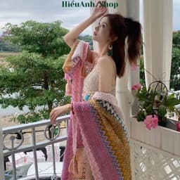 Áo Choàng Kiêm Khăn Choàng Thổ Cẩm Phong Cách Vintage Đi Du Lịch Đà Lạt SaPa Cực Xinh 5