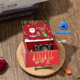 Hộp nhạc gỗ mini in hình Giáng Sinh Merry Christmas - Nhiều mẫu anime hot Kimetsu Conan - Music box xinh xắn 1