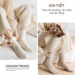 Set 10 đôi tất cổ cao lót lông lót nỉ dày dặn cotton giữ nhiệt mùa đông dành cho nữ mẫu mới Women 6