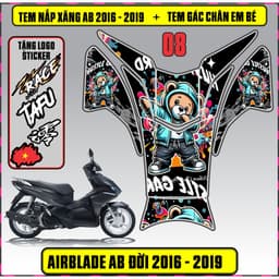 Tem Dán Nắp Xăng + Gác Chân Em Bé Xe AB Đời 2016 - 2019 Decal 3Lớp Mẫu Mới Nhiều Mẫu 1